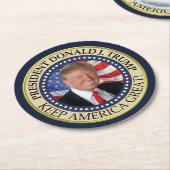 Präsident Donald Trump 2020 Behalte Amerika groß Runder Pappuntersetzer (Angewinkelt)