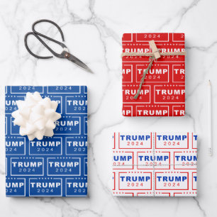 Präsident Donald Trump 2024 Patriotische Weihnacht Geschenkpapier Set