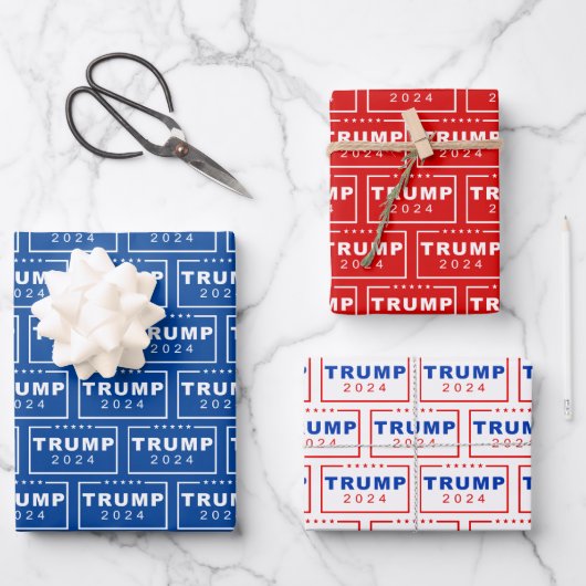 Präsident Donald Trump 2024 Patriotische Weihnacht Geschenkpapier Set (Vorderseite)
