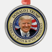 Präsident Donald Trump 47. Präsident 2024 Foto Ornament Aus Metall (Vorne)