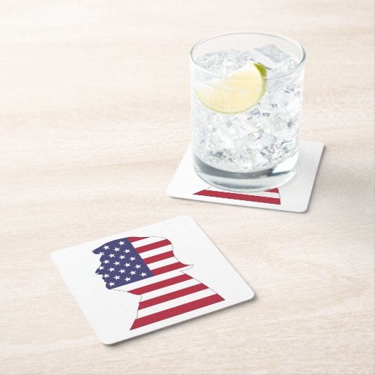 PRÄSIDENT DONALD TRUMP AMERIKANISCHER FLAG RECHTECKIGER PAPPUNTERSETZER (Vor Ort)