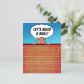 Präsident Donald Trump baut einen Wall-Funny-Carto Postkarte (Stehend Vorderseite)