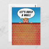 Präsident Donald Trump baut einen Wall-Funny-Carto Postkarte (Vorne/Hinten)