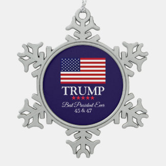 PRÄSIDENT DONALD TRUMP BESTER PRÄSIDENT ALLE ZEIT  SCHNEEFLOCKEN Zinn-Ornament
