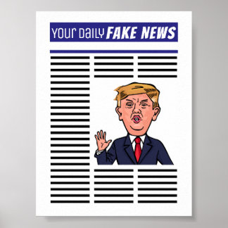 Präsident Donald Trump Fake News Funny Cartoon Poster