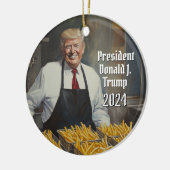 Präsident Donald Trump Fries Weihnachten 2024 Keramik Ornament (Links)
