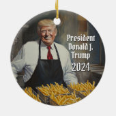 Präsident Donald Trump Fries Weihnachten 2024 Keramik Ornament (Hinten)