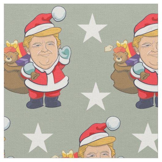 Präsident Donald Trump fröhlicher Weihnachtsmann | Stoff (Nahaufnahme)