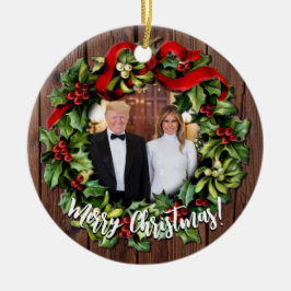 Präsident Donald Trump & Melania 2022 Holly Wreath Keramik Ornament