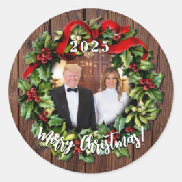 Präsident Donald Trump & Melania 2023 Holly Wreath Runder Aufkleber