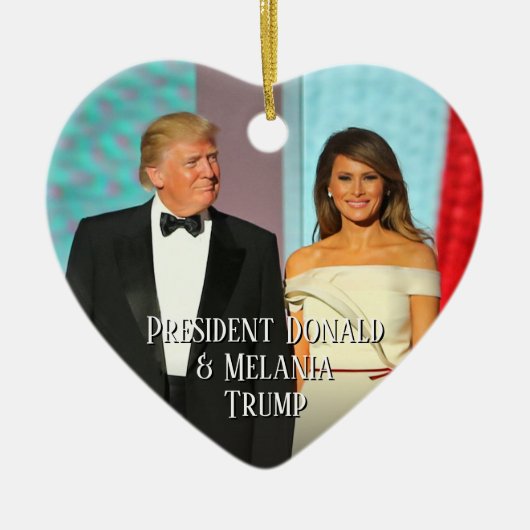 Präsident Donald Trump & Melania Herz Foto Keramik Ornament (Vorne)