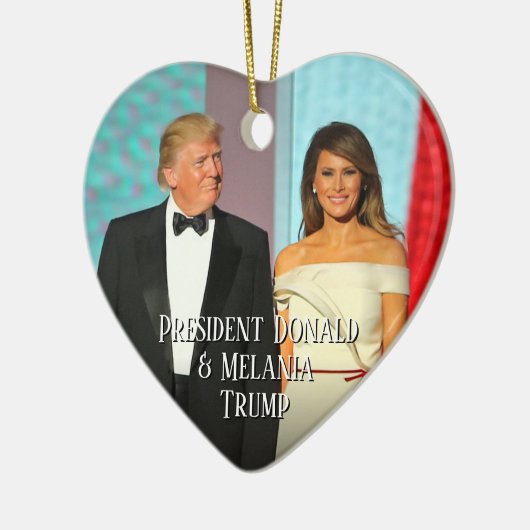 Präsident Donald Trump & Melania Herz Foto Keramik Ornament (Links)