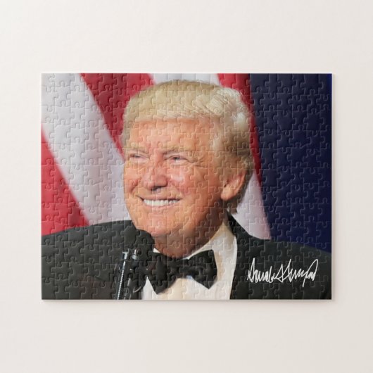 Präsident Donald Trump mit seiner Unterschrift Puzzle (Horizontal)