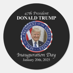 Präsident Donald Trump Tag der Amtseinführung 2025 Runder Aufkleber