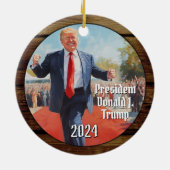Präsident Donald Trump Tanz Weihnachten 2024 Keramik Ornament (Hinten)