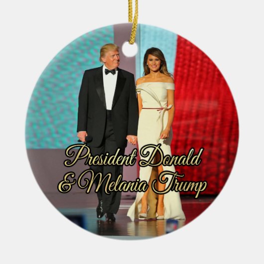 Präsident Donald Trump u. Melania-Foto Keramikornament (Vorne)