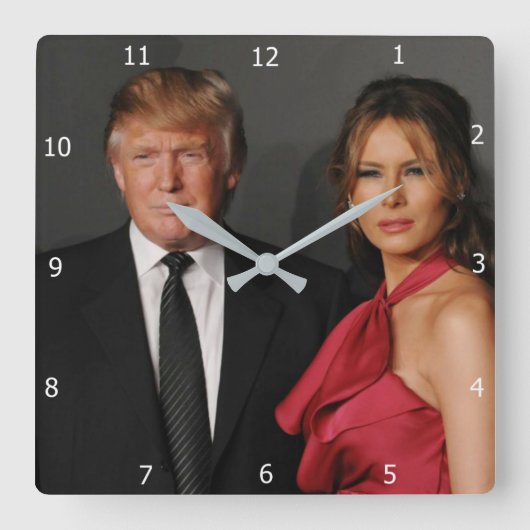 PRÄSIDENT DONALD TRUMP U. MELANIA QUADRATISCHE WANDUHR (Vorderseite)