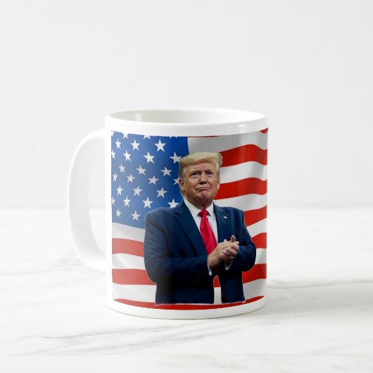 Präsident Donald Trump USA Flag Coffee Drink Tasse (Vorderseite Links)