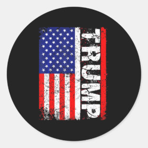PRÄSIDENT Donald Trump Vintage USA-Flagge Runder Aufkleber