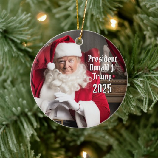 Präsident Donald Trump Weihnachten 2024 Keramik Ornament (Baum)