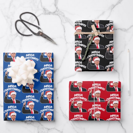 Präsident Donald Trump: Weihnachten Geschenkpapier Set (Vorderseite)