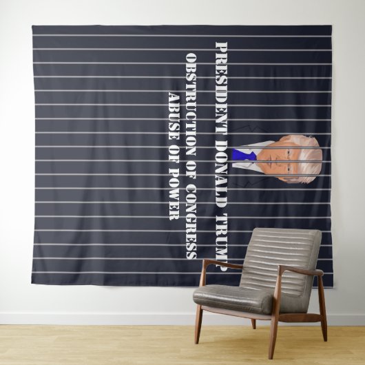 Präsident Donald Trump wird im Gefängnis angeklagt Wandteppich (Beispiel (Horizontal))