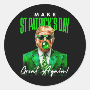 Präsident Donald Trump zum St. Patrick Day Gr Runder Aufkleber