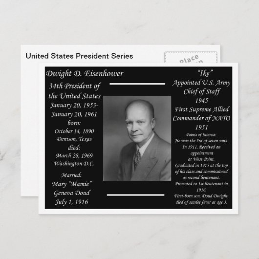Präsident Dwight Eisenhower Postkarte (Vorne/Hinten)