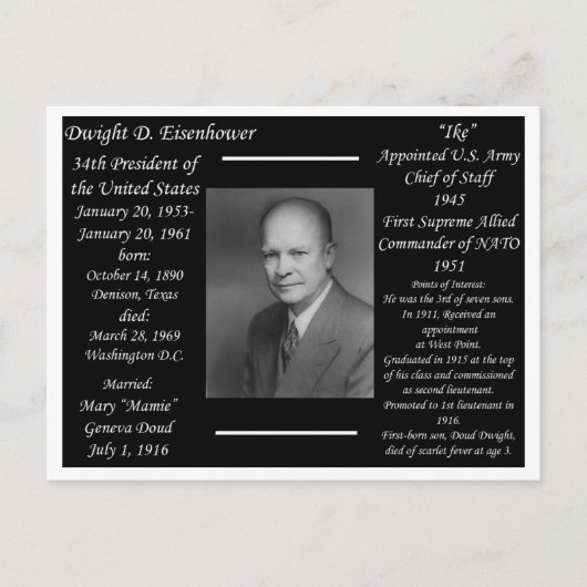 Präsident Dwight Eisenhower Postkarte (Vorderseite)