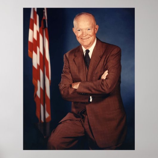 Präsident Eisenhower und die amerikanische Flagge Poster (Vorne)