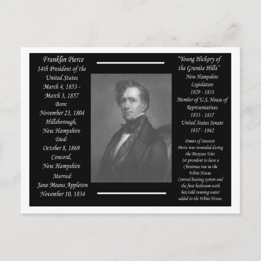 Präsident Franklin Pierce Postkarte (Vorderseite)