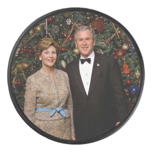 Präsident George Bush, Laura Christmas White House Eishockey Puck (Vorderseite)