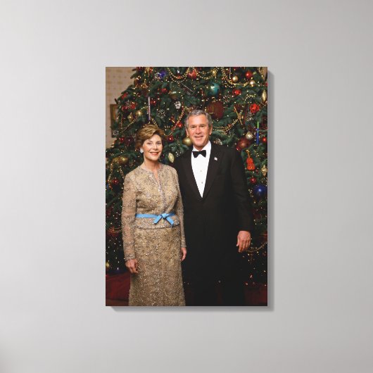 Präsident George Bush, Laura Christmas White House Leinwanddruck (Vorderseite)