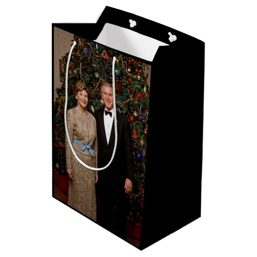 Präsident George Bush, Laura Christmas White House Mittlere Geschenktüte (Rückseite Schrägansicht)