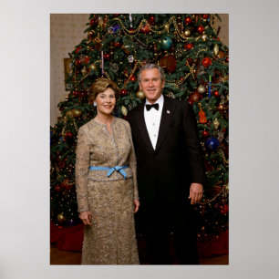 Präsident George Bush, Laura Christmas White House Poster