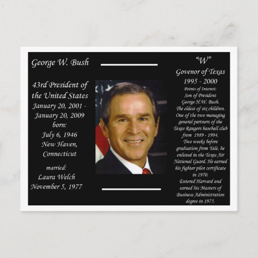 Präsident George W Bush Postkarte (Vorderseite)