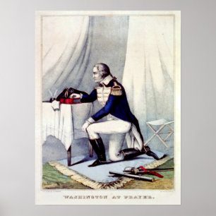 Präsident George Washington am Gebet Poster