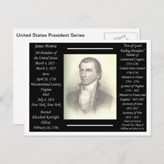 Präsident James Monroe Postkarte (Vorne/Hinten)