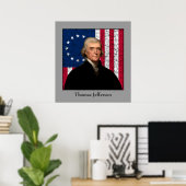 Präsident Jefferson und die amerikanische Flagge Poster (Heimbüro)