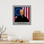 Präsident Jefferson und die amerikanische Flagge Poster (Küche)
