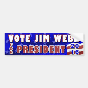 Präsident Jim-Webb Wahl 2016 Demokrat Autoaufkleber
