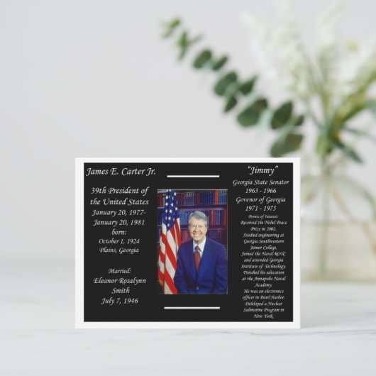Präsident Jimmy Carter Postkarte (Stehend Vorderseite)