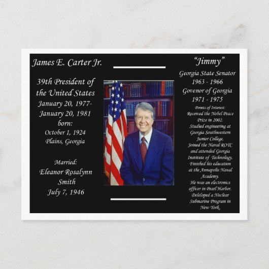 Präsident Jimmy Carter Postkarte (Vorderseite)