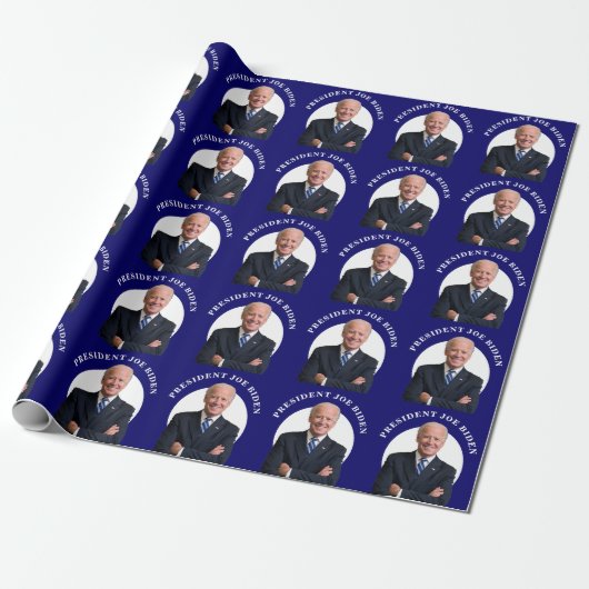 Präsident Joe Biden Portrait auf Blue Geschenkpapier (Ungerollt)