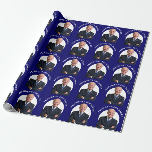 Präsident Joe Biden Portrait über Blue Geschenkpapier