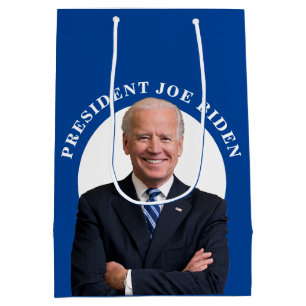 Präsident Joe Biden Portrait über Blue Mittlere Geschenktüte
