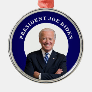 Präsident Joe Biden Portrait über Blue Ornament Aus Metall