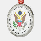Präsident Joe Biden und Siegel des Präsidenten Ornament Aus Metall (Links)