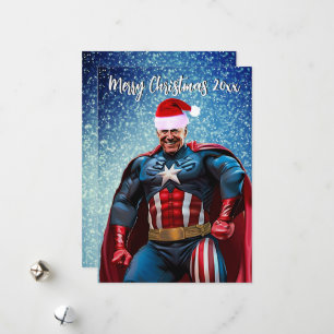 Präsident Joe Biden und Weihnachtsmannmütze Feiertagskarte