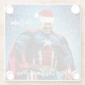 Präsident Joe Biden und Weihnachtsmannmütze Glasuntersetzer (Rückseite)